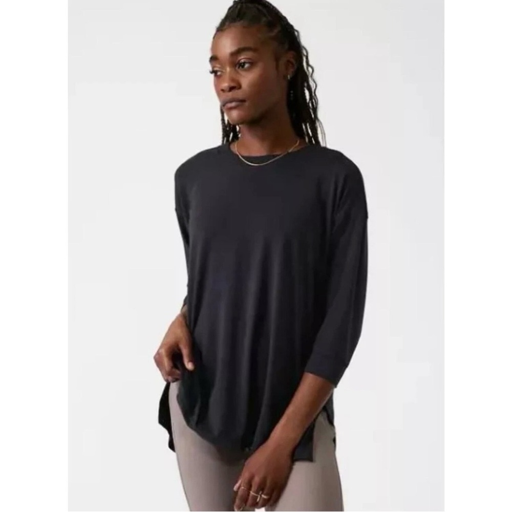 ATHLETA Women’s Tranquility Black Yoga Activewear Shirt Top Dolman 3/4 Sleeve S